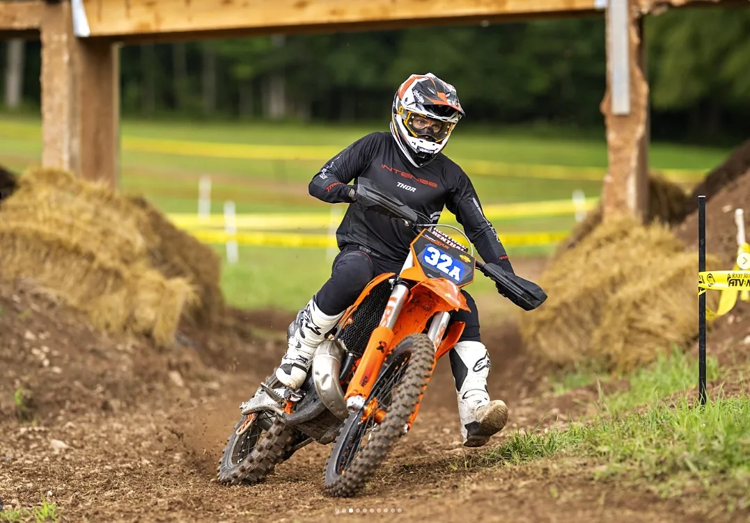 A rider passes beneath the over-under